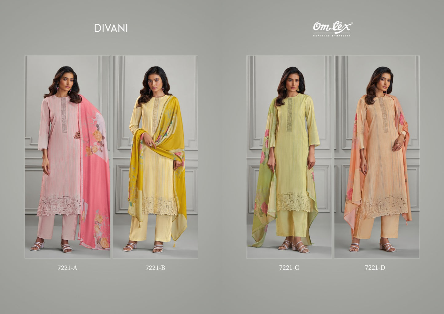 Divani Omtex Lawn Cotton Pant Style Suits Supplier Ahmedabad