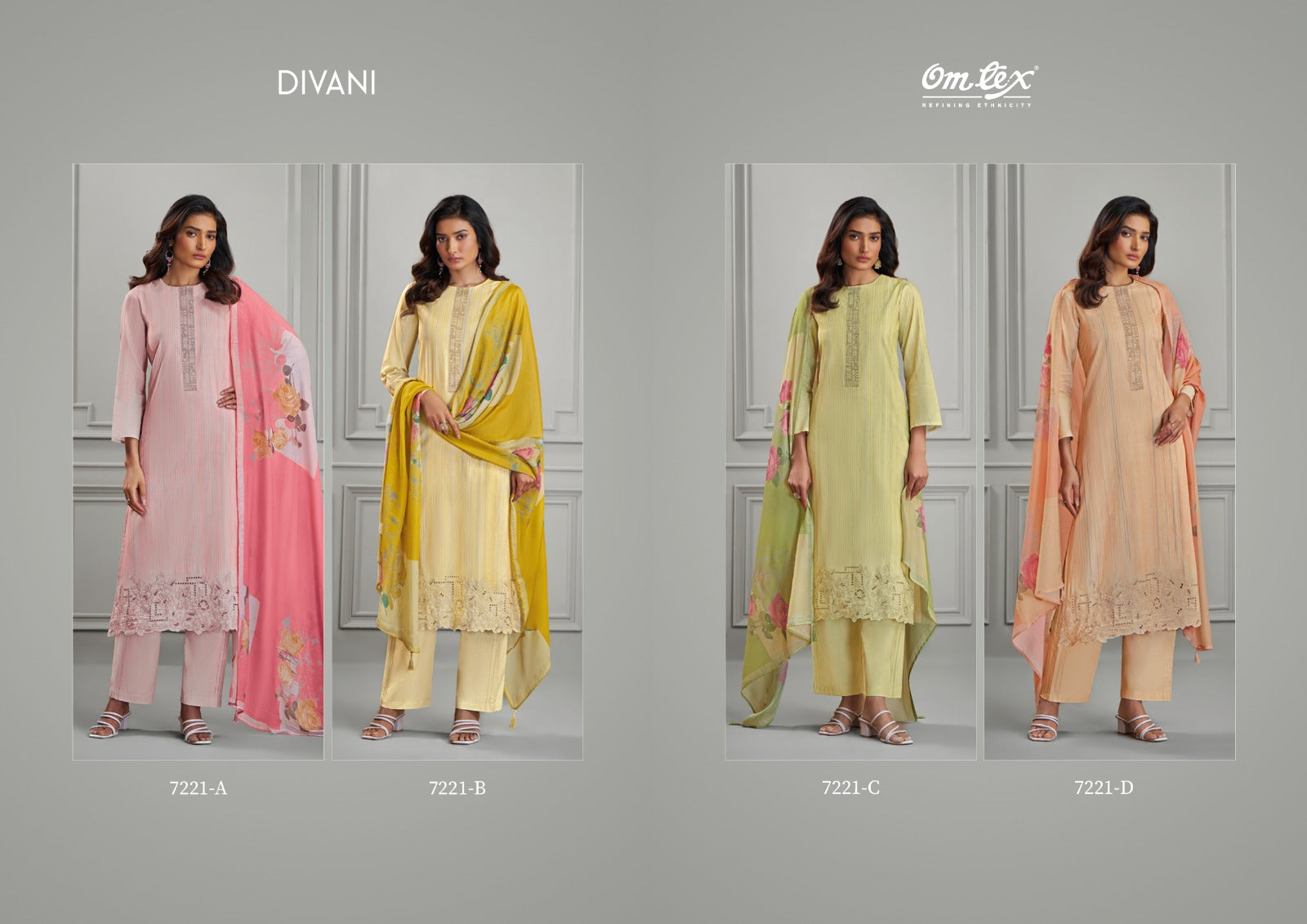 Divani Omtex Lawn Cotton Pant Style Suits Supplier Ahmedabad