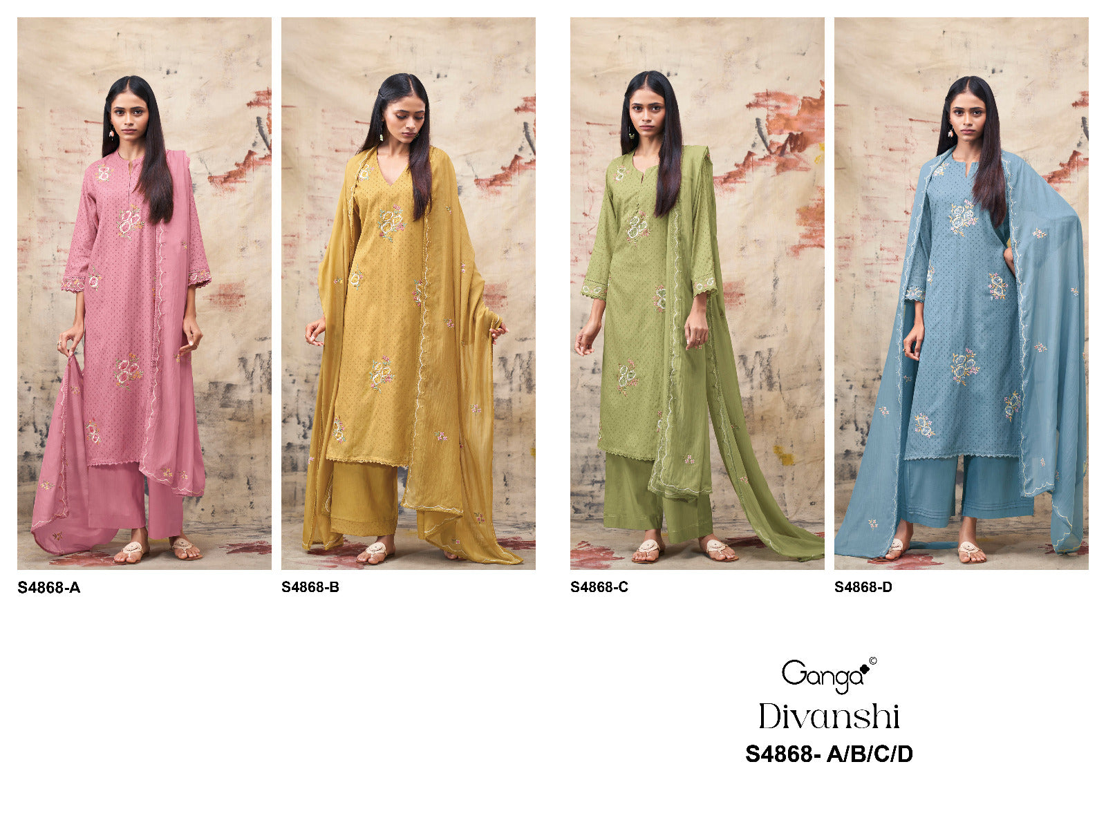 Divanshi S4868 Ganga Bemberg Plazzo Style Suits Wholesaler Gujarat