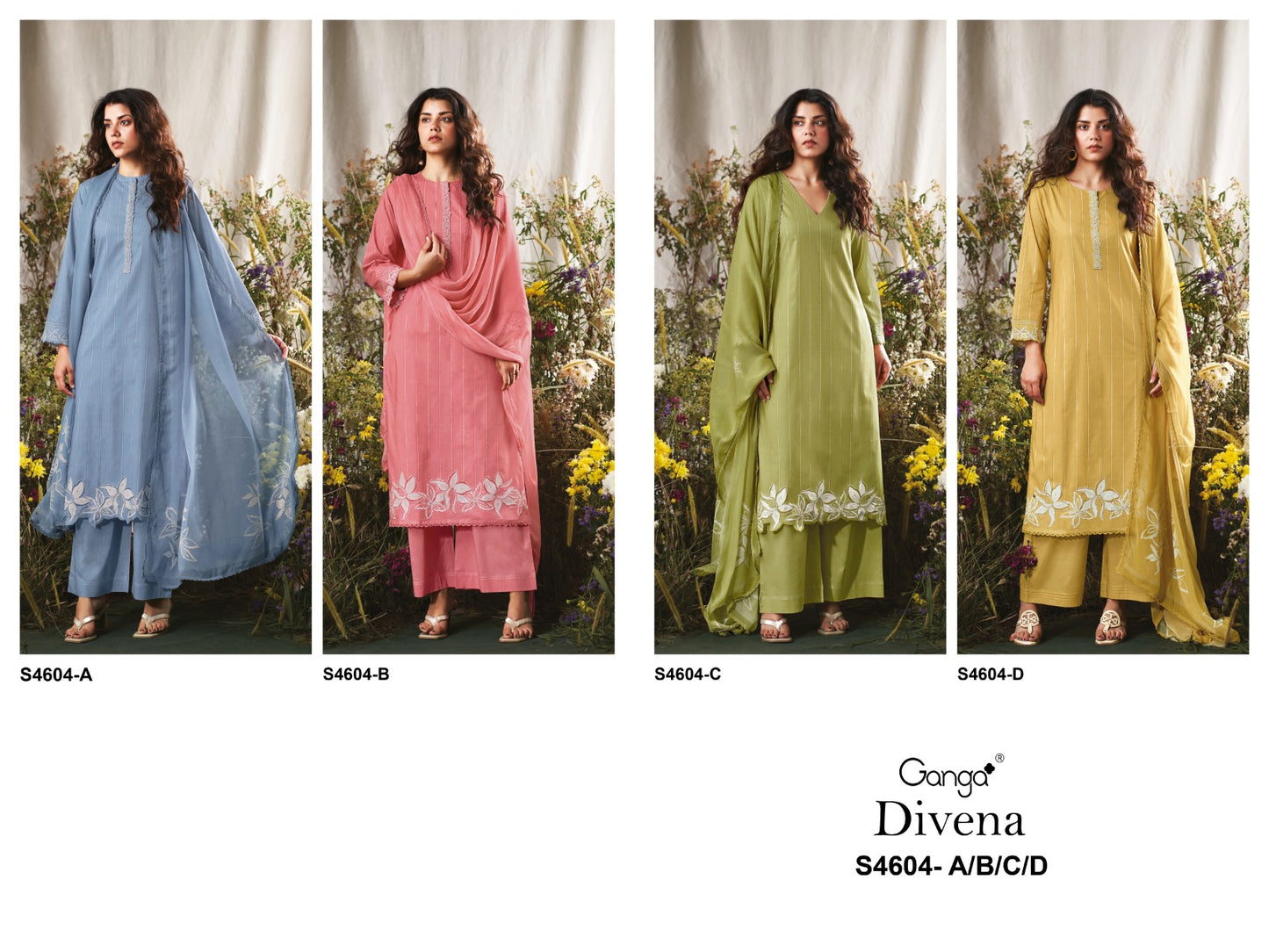 Divena 4604 Ganga Cotton Pant Style Suits Exporter Ahmedabad