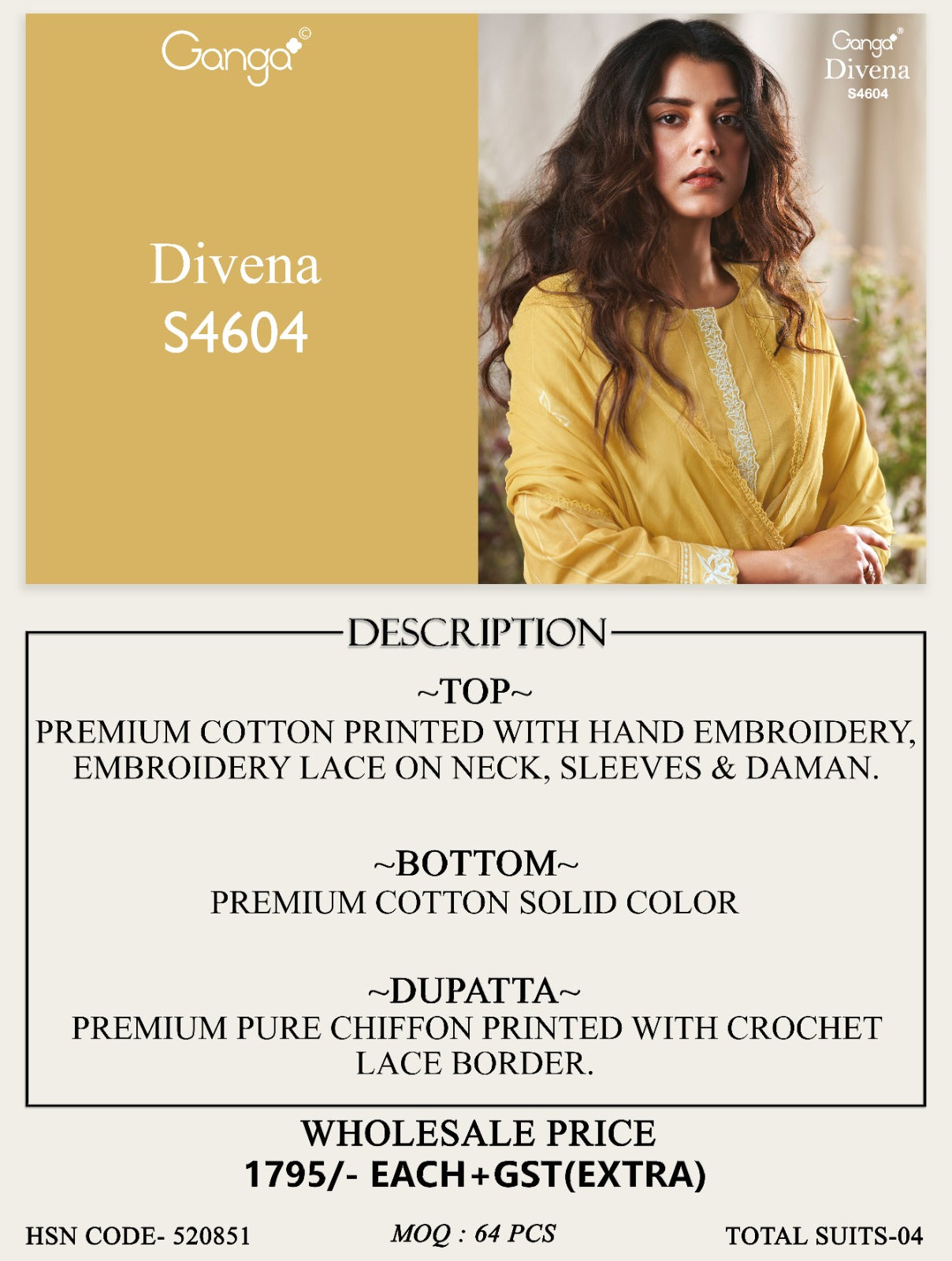 Divena 4604 Ganga Cotton Pant Style Suits Exporter Ahmedabad
