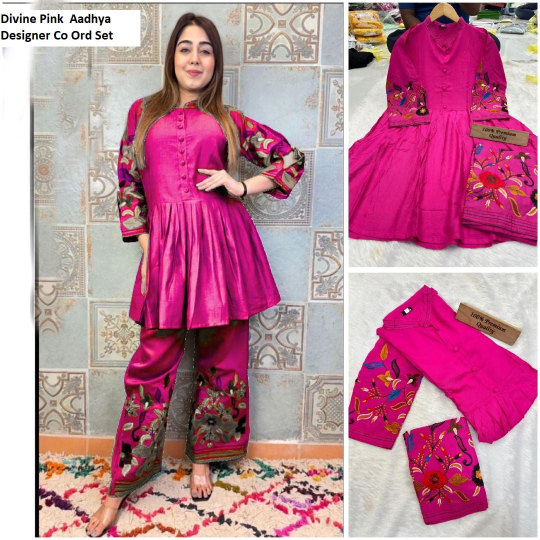 Divine Aadhya Designer Rayon Cotton Co Ord Set Supplier Gujarat