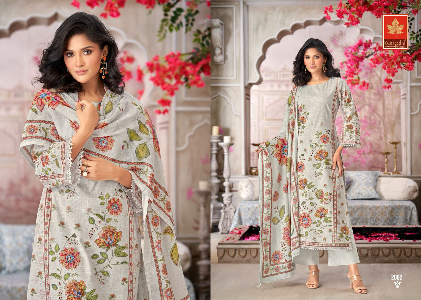 Divine Bloom Vol 2 Karachi Prints Pure Linen Pant Style Suits Manufacturer Ahmedabad
