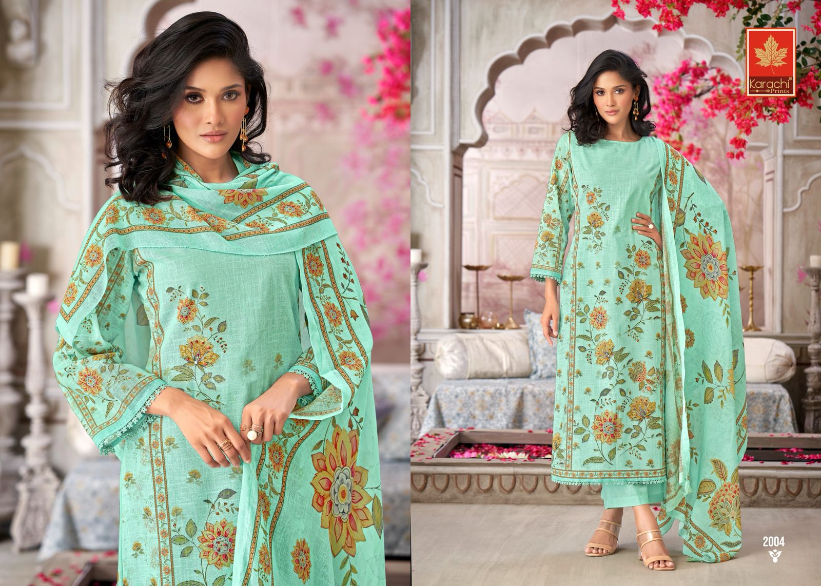 Divine Bloom Vol 2 Karachi Prints Pure Linen Pant Style Suits Manufacturer Ahmedabad