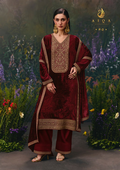Divine Elegance Aiqa Viscose Velvet Suits Wholesale