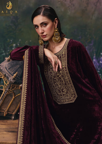 Divine Elegance Aiqa Viscose Velvet Suits Wholesale