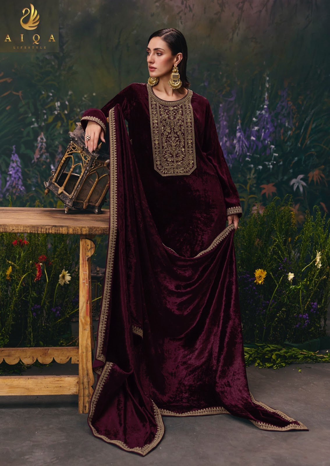 Divine Elegance Aiqa Viscose Velvet Suits Wholesale