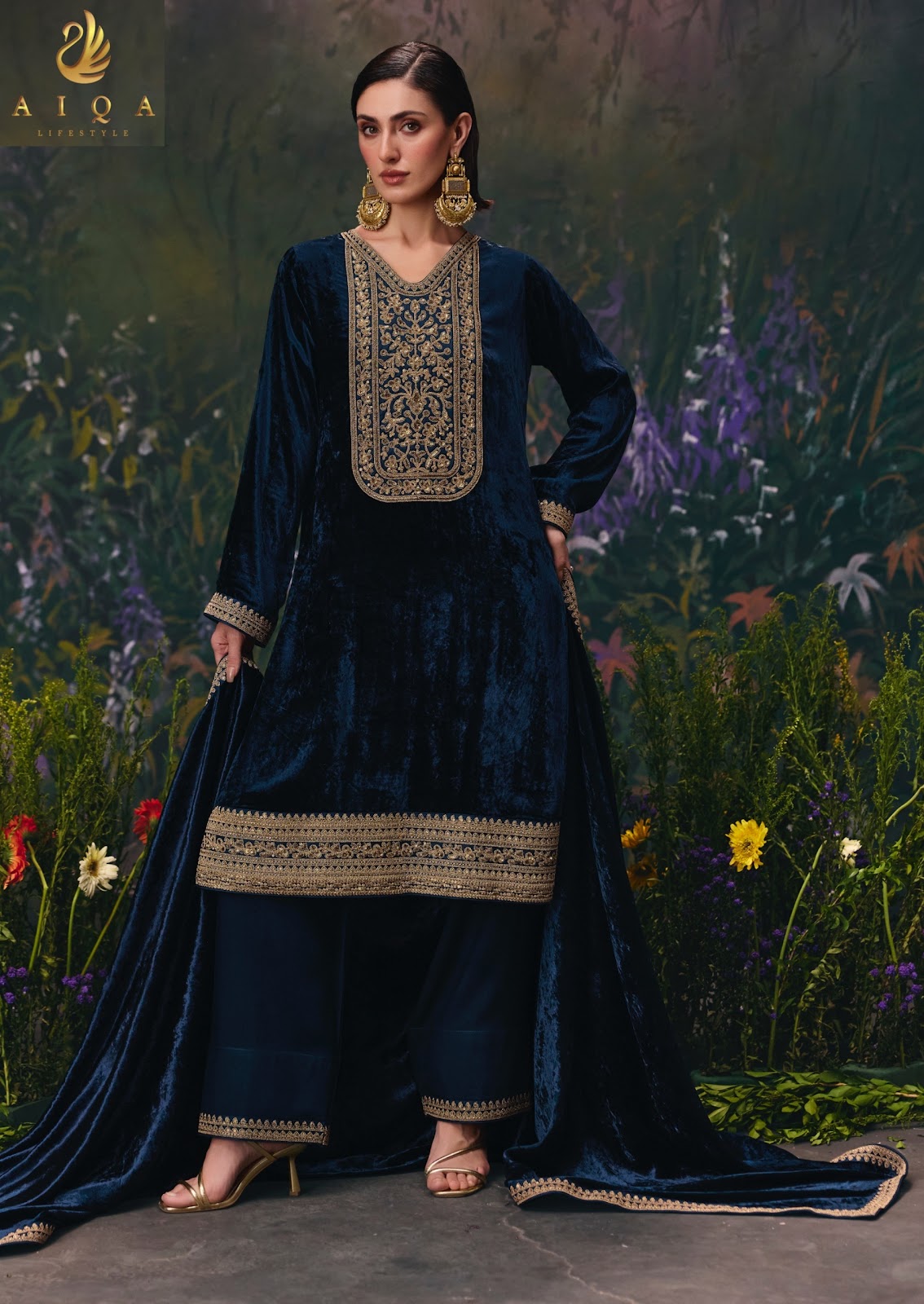 Divine Elegance Aiqa Viscose Velvet Suits Wholesale