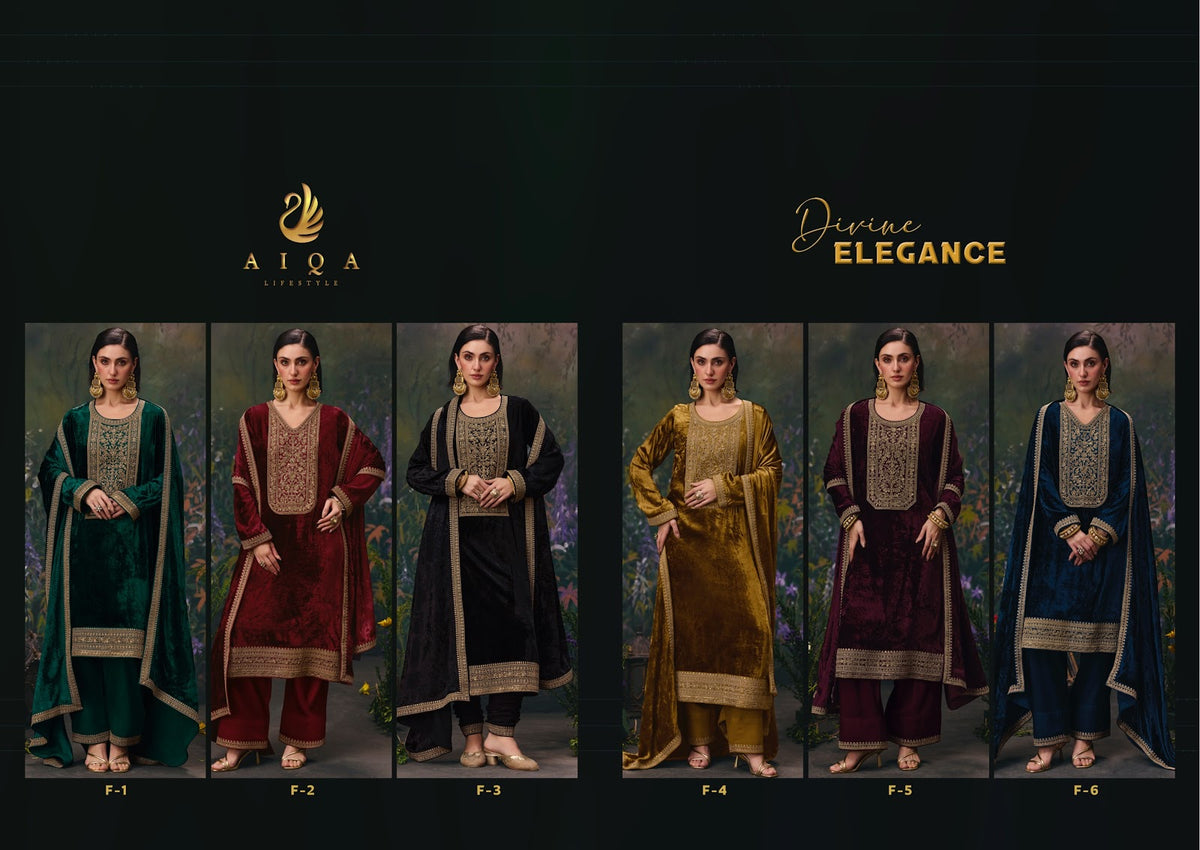 Divine Elegance Aiqa Viscose Velvet Suits Wholesale