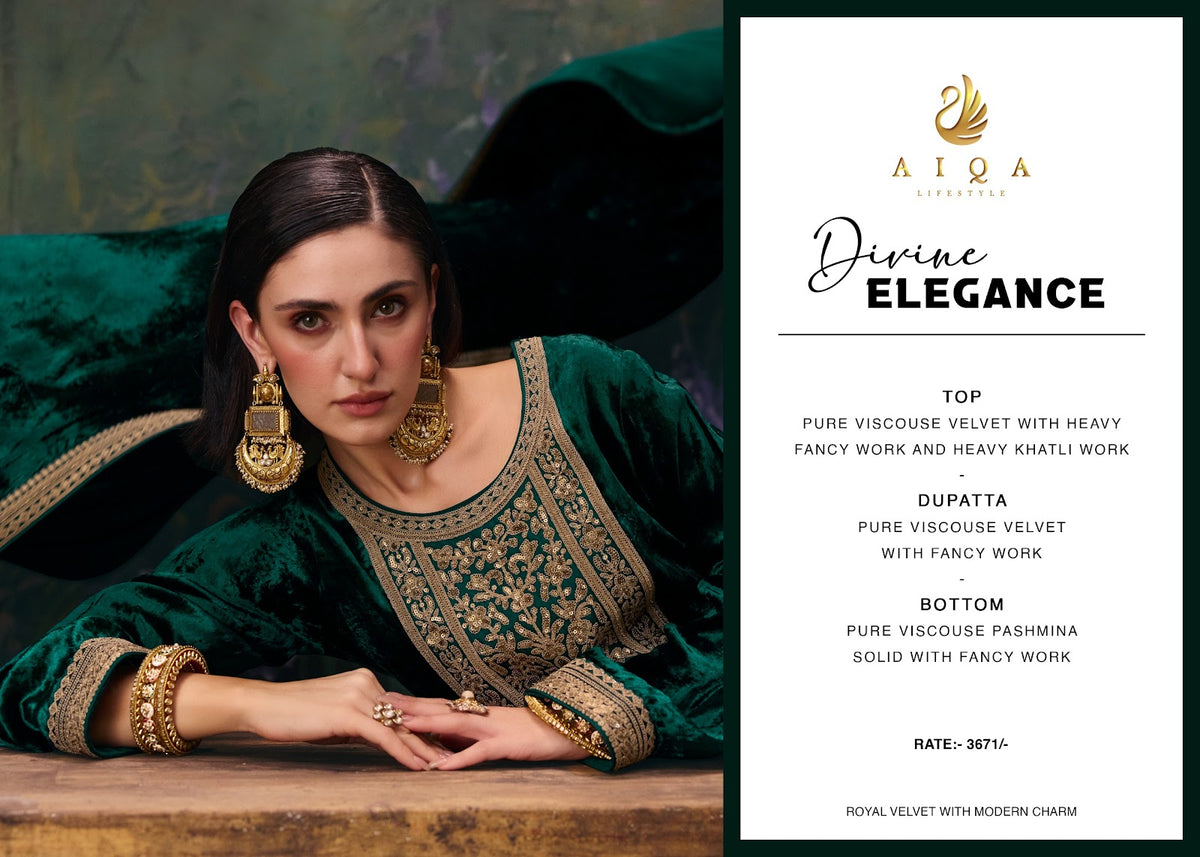 Divine Elegance Aiqa Viscose Velvet Suits Wholesale