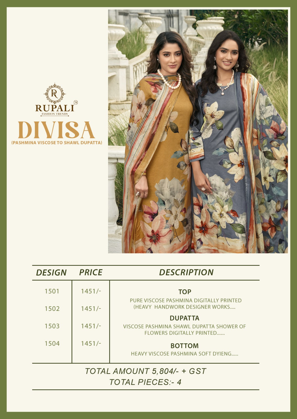 Divisa Rupali Pashmina Suits Exporter Gujarat