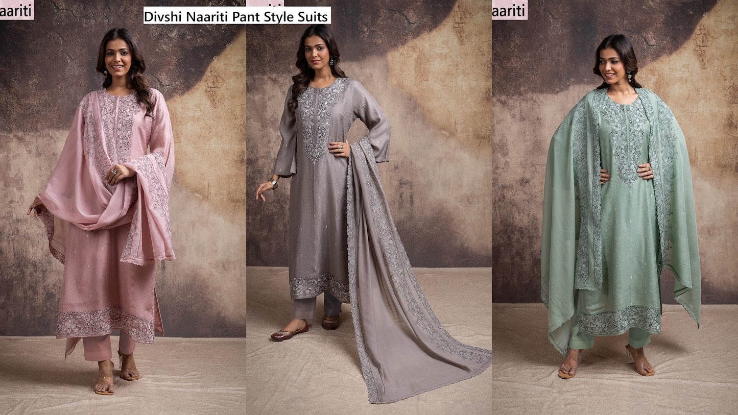 Divshi Naariti Chanderi Silk Pant Style Suits Exporter India