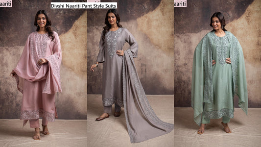 Divshi Naariti Chanderi Silk Pant Style Suits Exporter India