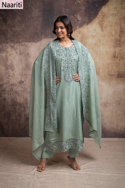 Divshi Naariti Chanderi Silk Pant Style Suits Exporter India