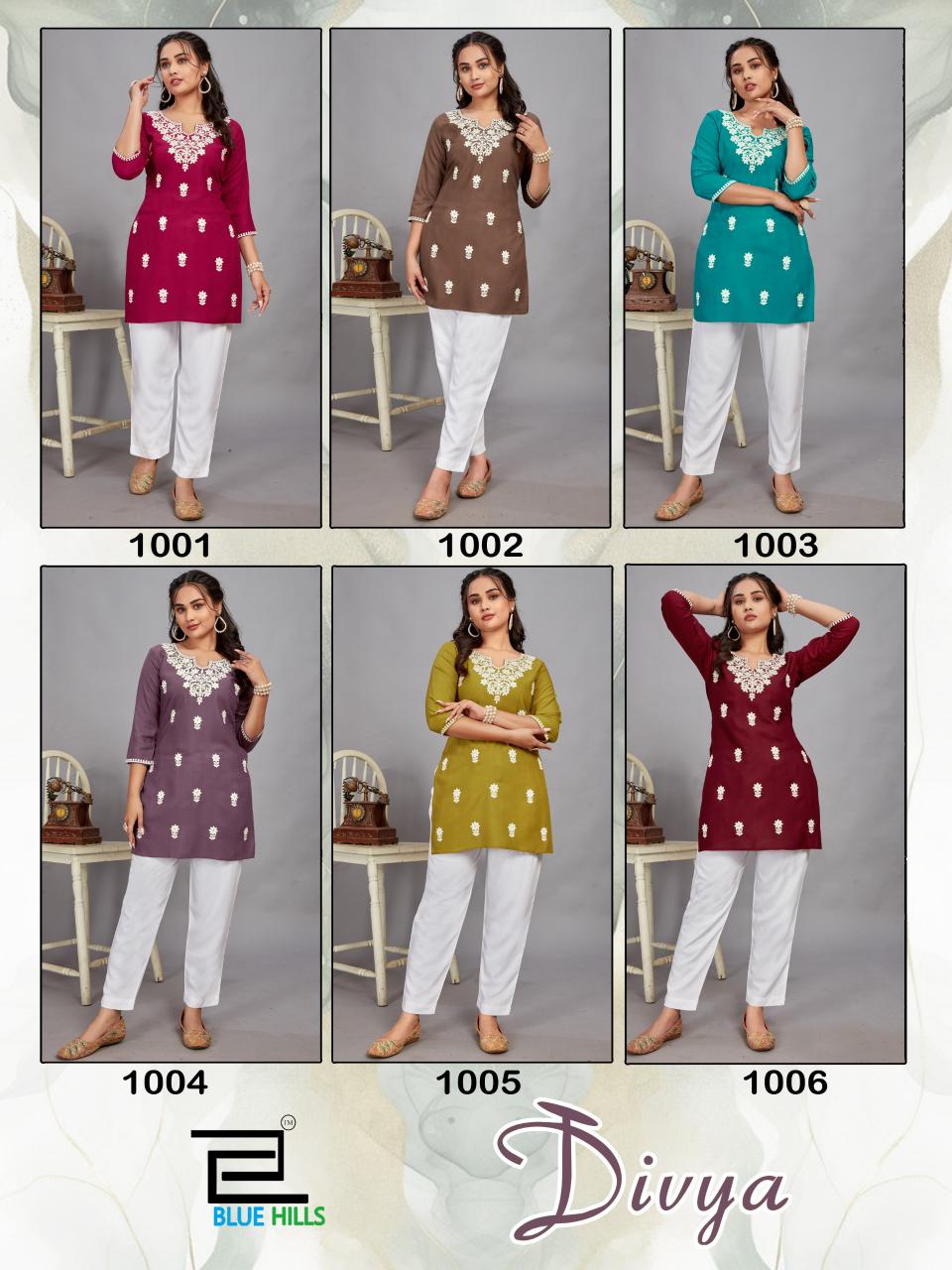 Divya Blue Hills Rayon 14Kg Short Kurtis Exporter Gujarat
