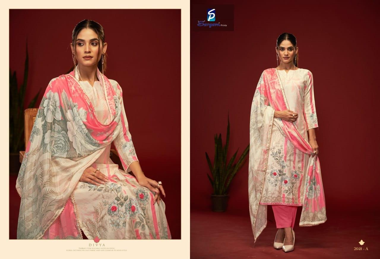 Divya Cotton Sargam Prints Pure Lawn Pant Style Suits Wholesaler Ahmedabad