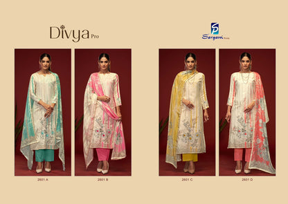 Divya Pro Sargam Prints Viscose Muslin Pant Style Suits Wholesaler India