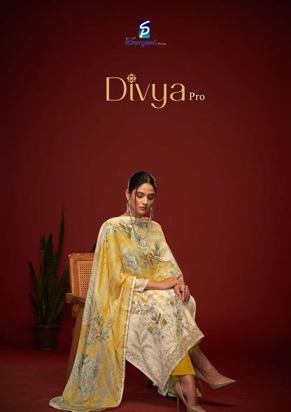 Divya Pro Sargam Prints Viscose Muslin Pant Style Suits Wholesaler India