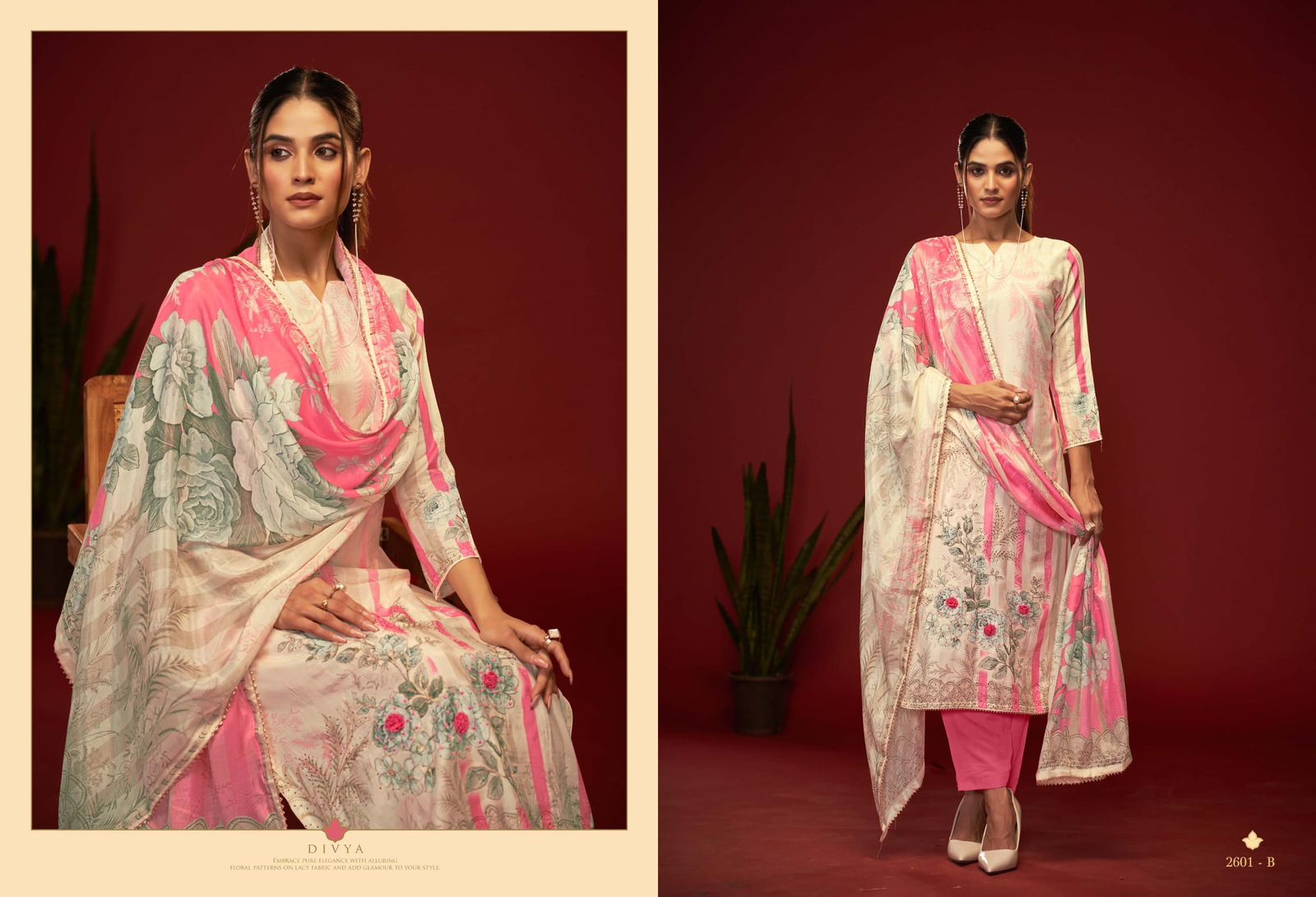 Divya Pro Sargam Prints Viscose Muslin Pant Style Suits Wholesaler India