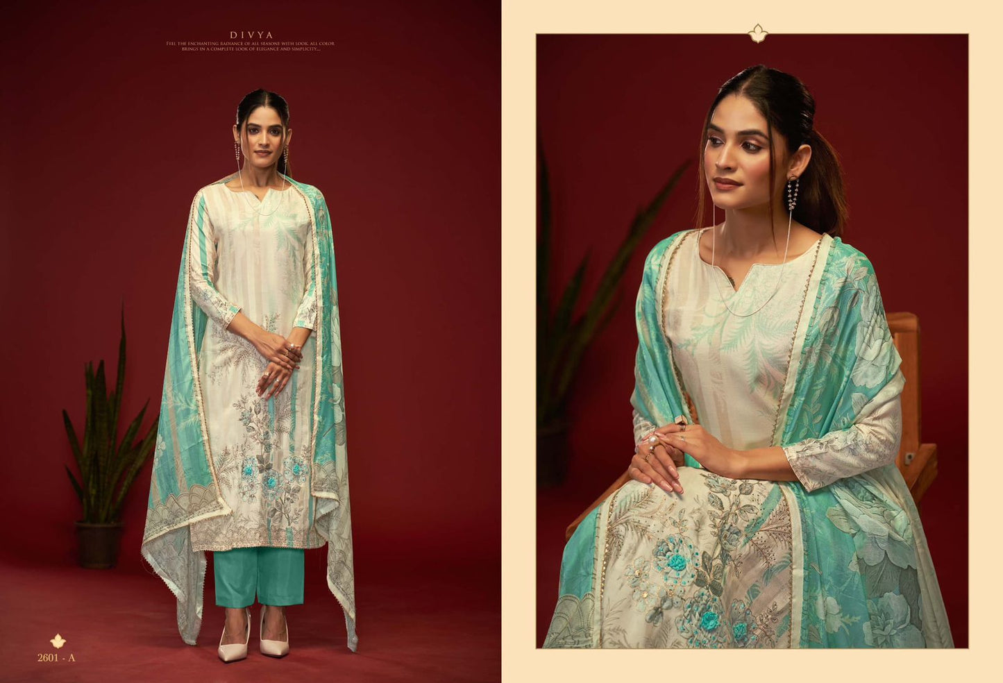 Divya Pro Sargam Prints Viscose Muslin Pant Style Suits Wholesaler India