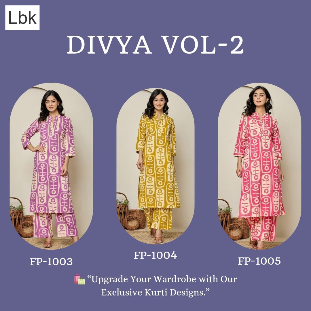 Divya Vol 2 Lbk Rayon Kurti Plazzo Set Supplier Ahmedabad