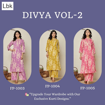 Divya Vol 2 Lbk Rayon Kurti Plazzo Set Supplier Ahmedabad