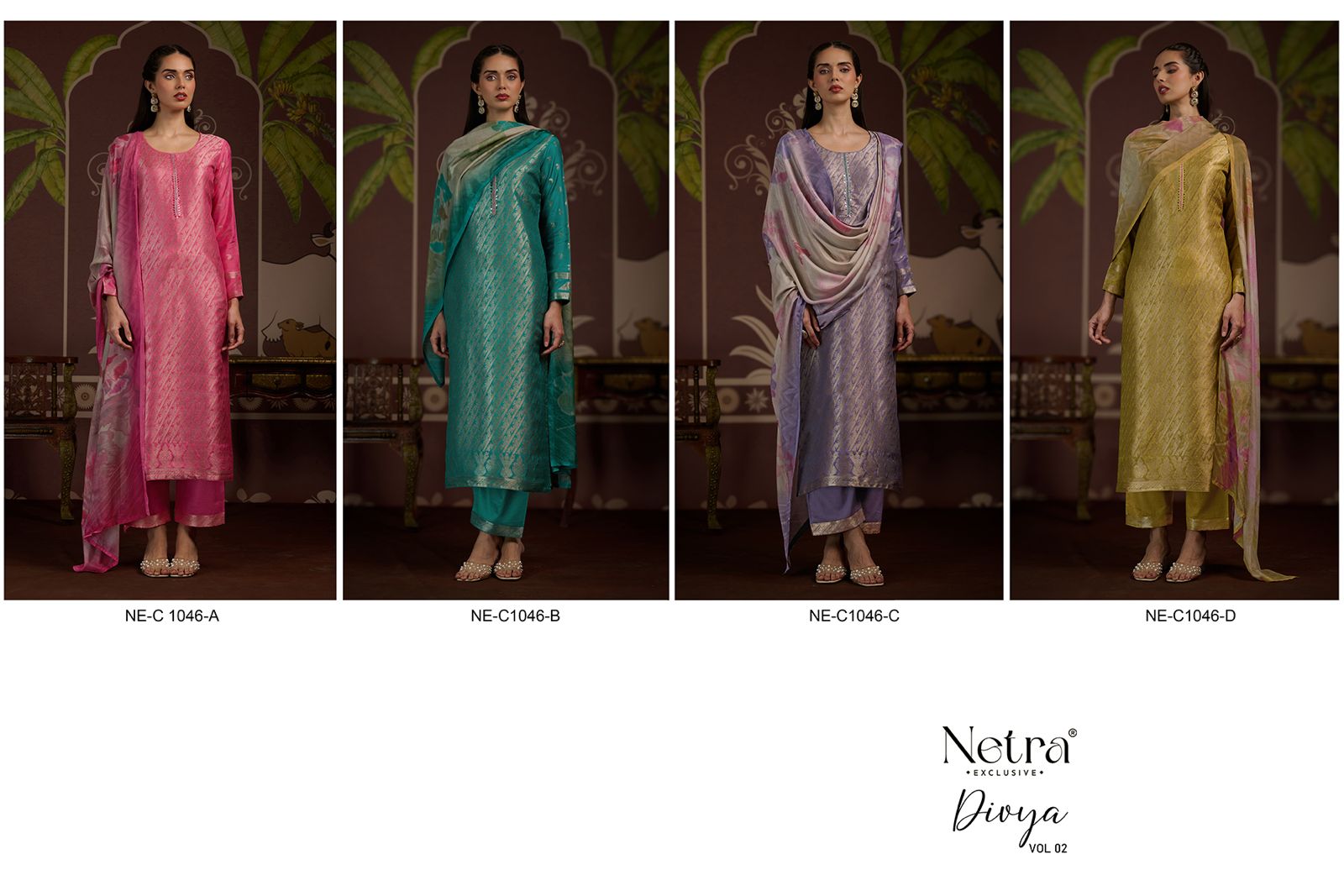 Divya Vol 2 Netra Muslin Pant Style Suits Supplier India