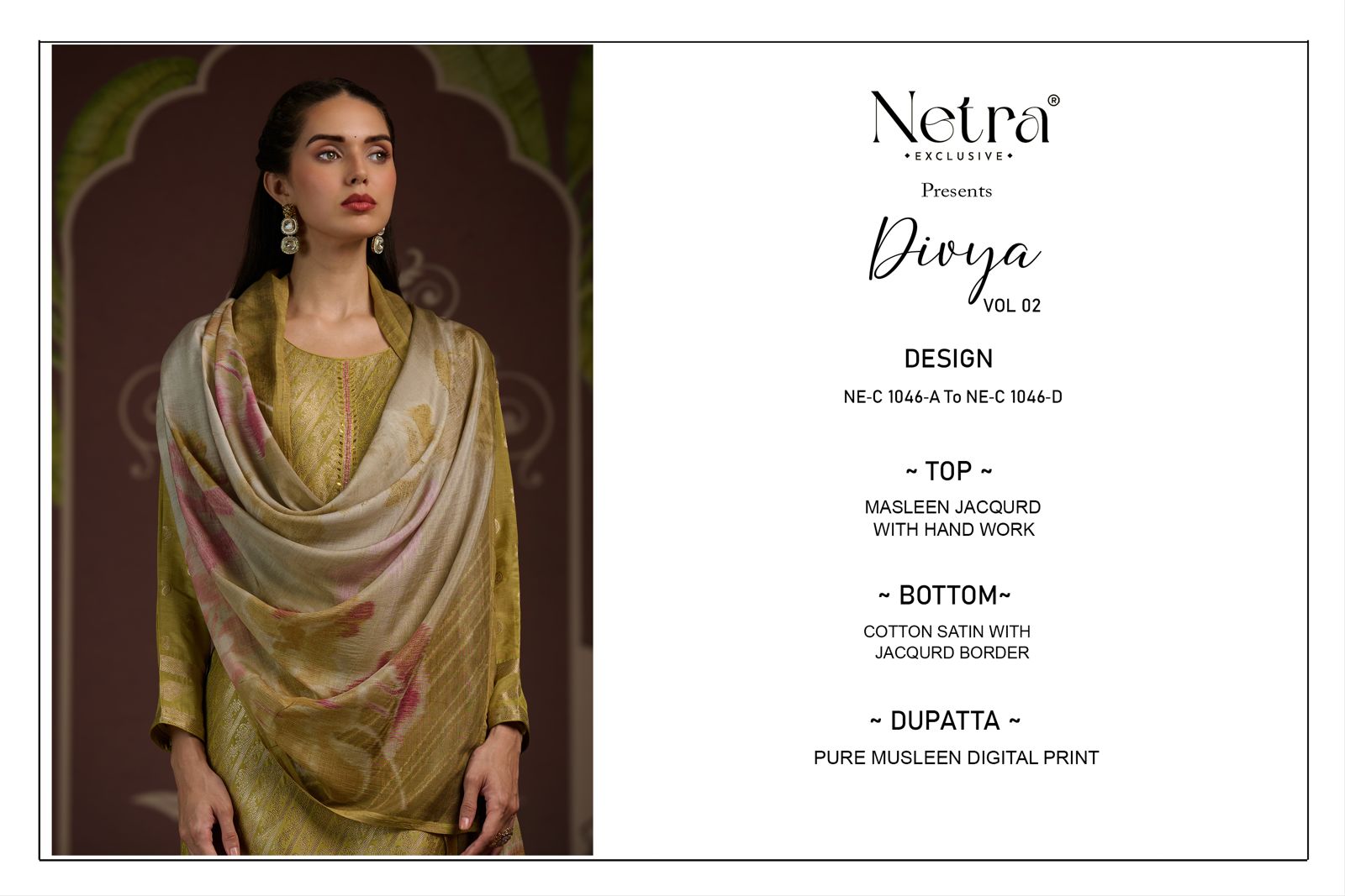 Divya Vol 2 Netra Muslin Pant Style Suits Supplier India