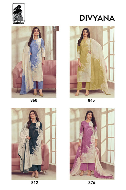 Divyana Sahiba Cotton Lawn Pant Style Suits Exporter