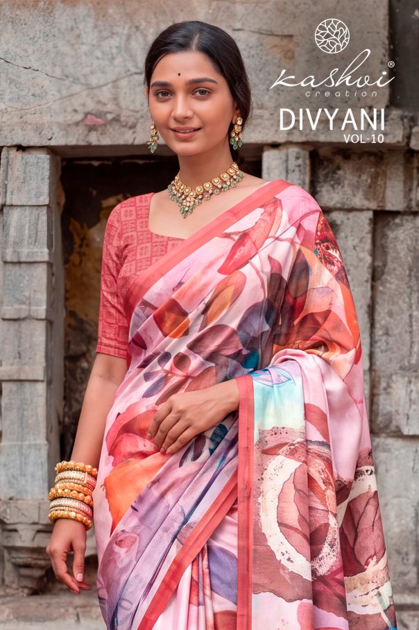 Divyani Vol 10 Kashvi Creation Satin Sarees Wholesale