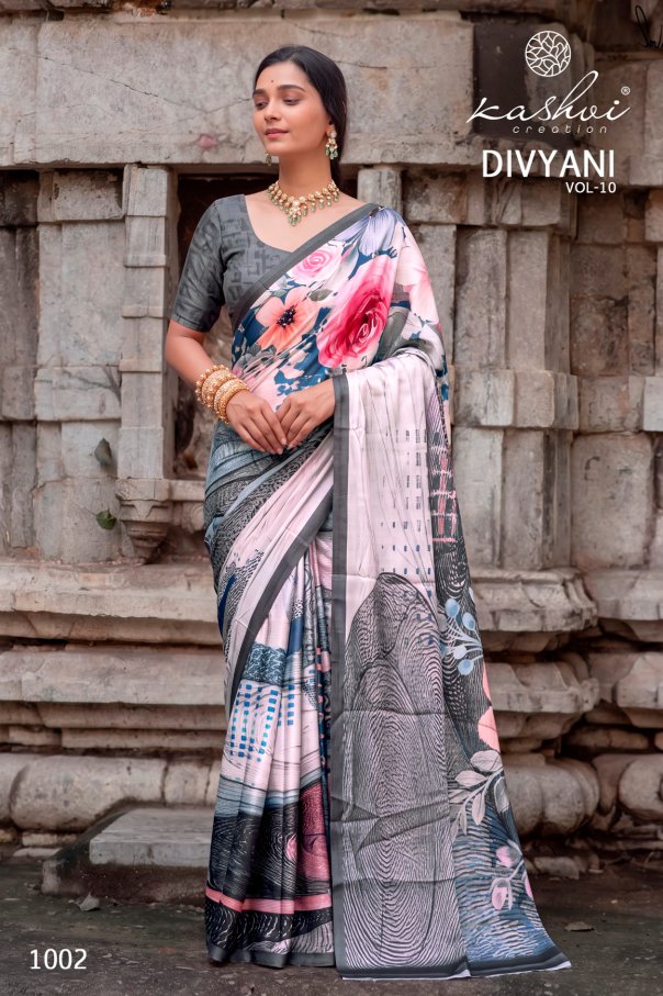 Divyani Vol 10 Kashvi Creation Satin Sarees Wholesale