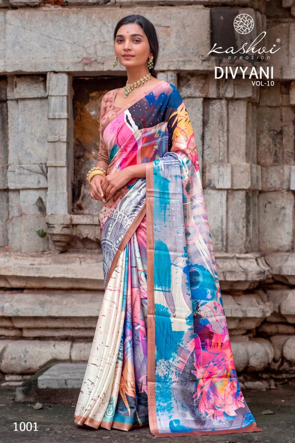 Divyani Vol 10 Kashvi Creation Satin Sarees Wholesale