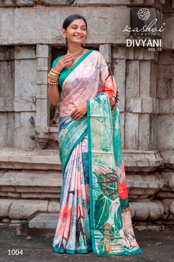 Divyani Vol 10 Kashvi Creation Satin Sarees Wholesale