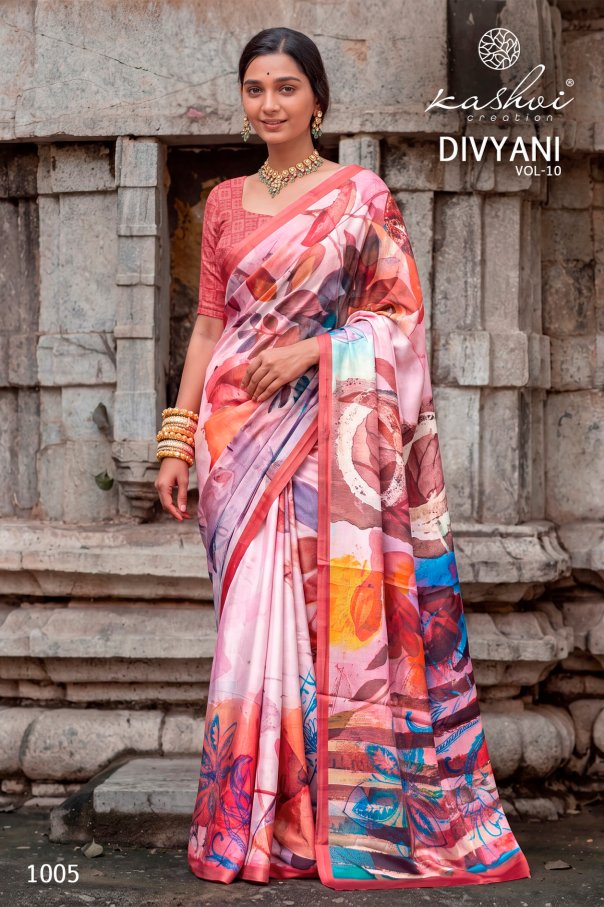 Divyani Vol 10 Kashvi Creation Satin Sarees Wholesale