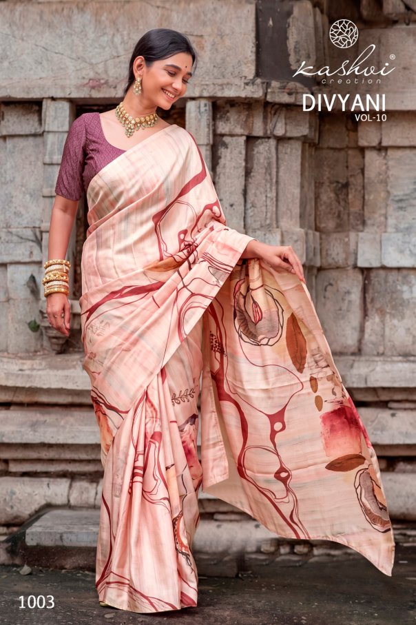 Divyani Vol 10 Kashvi Creation Satin Sarees Wholesale
