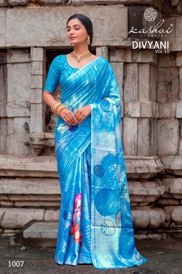 Divyani Vol 10 Kashvi Creation Satin Sarees Wholesale