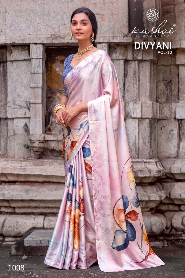 Divyani Vol 10 Kashvi Creation Satin Sarees Wholesale