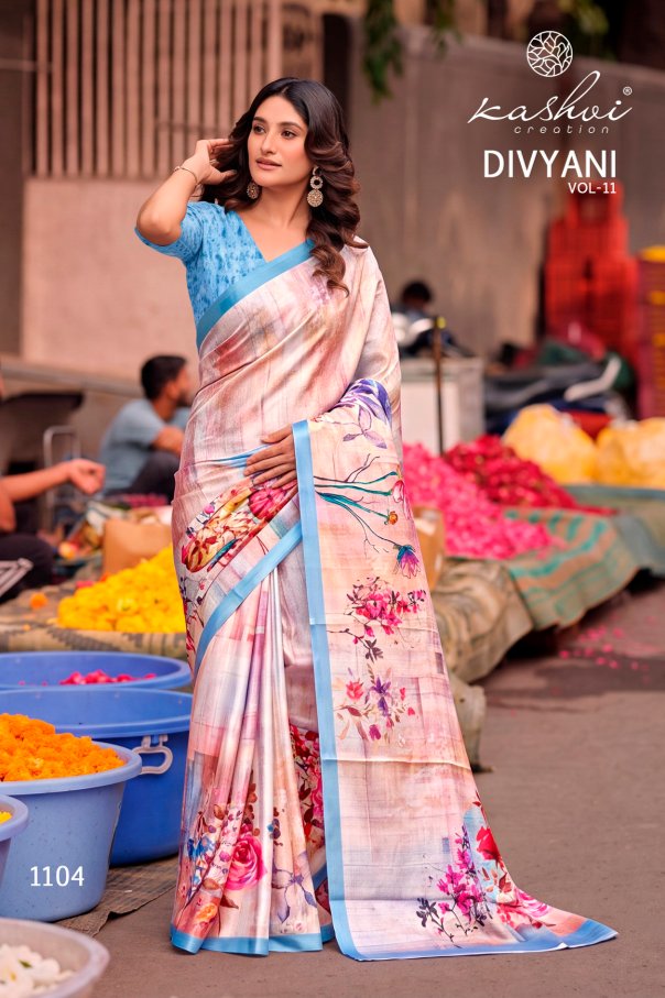 Divyani Vol 11 Kashvi Creation Satin Sarees Wholesaler Gujarat