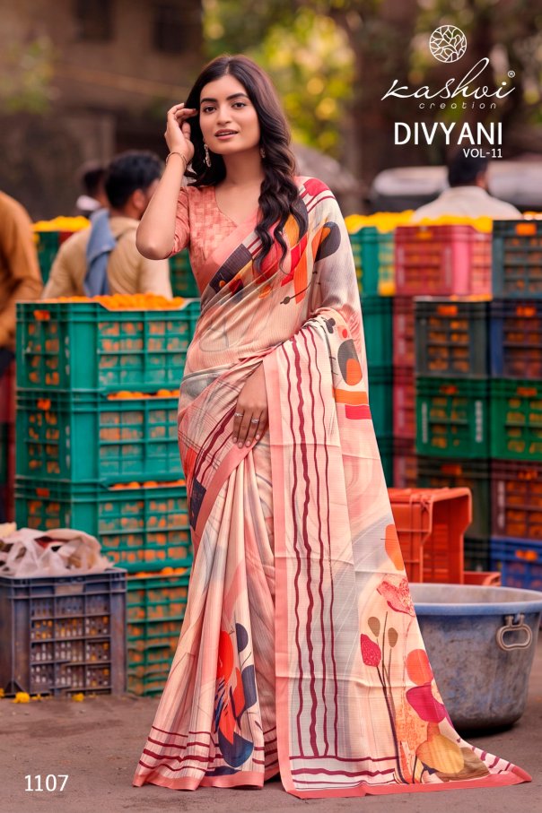 Divyani Vol 11 Kashvi Creation Satin Sarees Wholesaler Gujarat