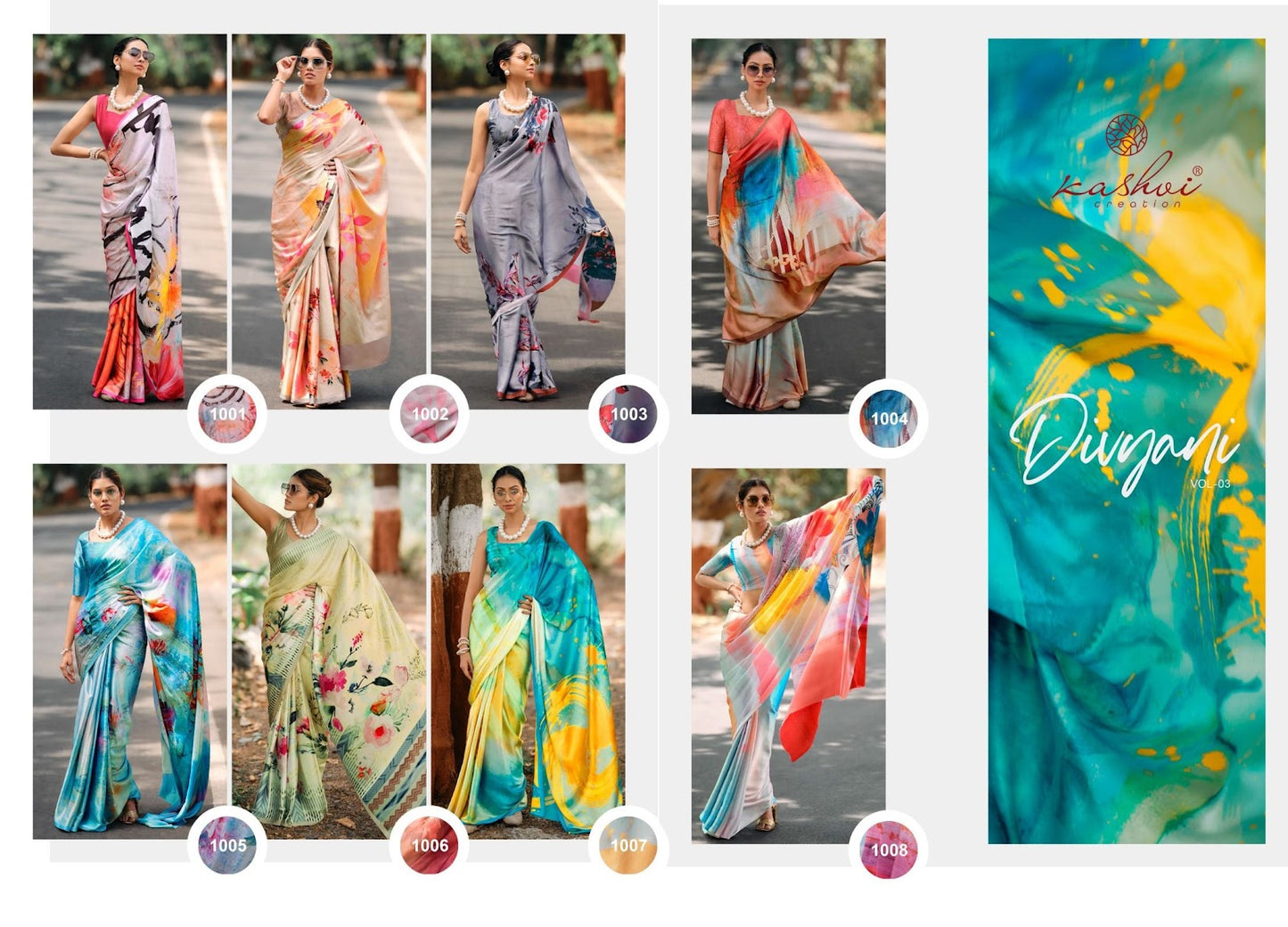 Divyani Vol 3 Kashvi Creation Satin Sarees Wholesaler Gujarat