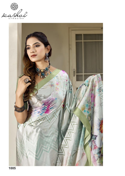 Divyani Vol 5 Kashvi Creation Satin Sarees Exporter Ahmedabad