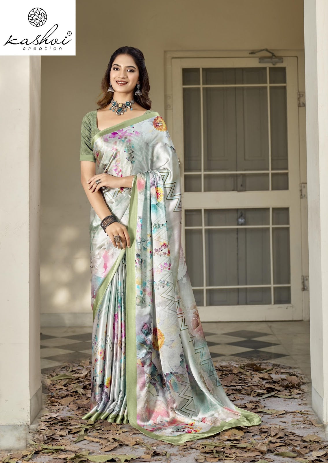 Divyani Vol 5 Kashvi Creation Satin Sarees Exporter Ahmedabad