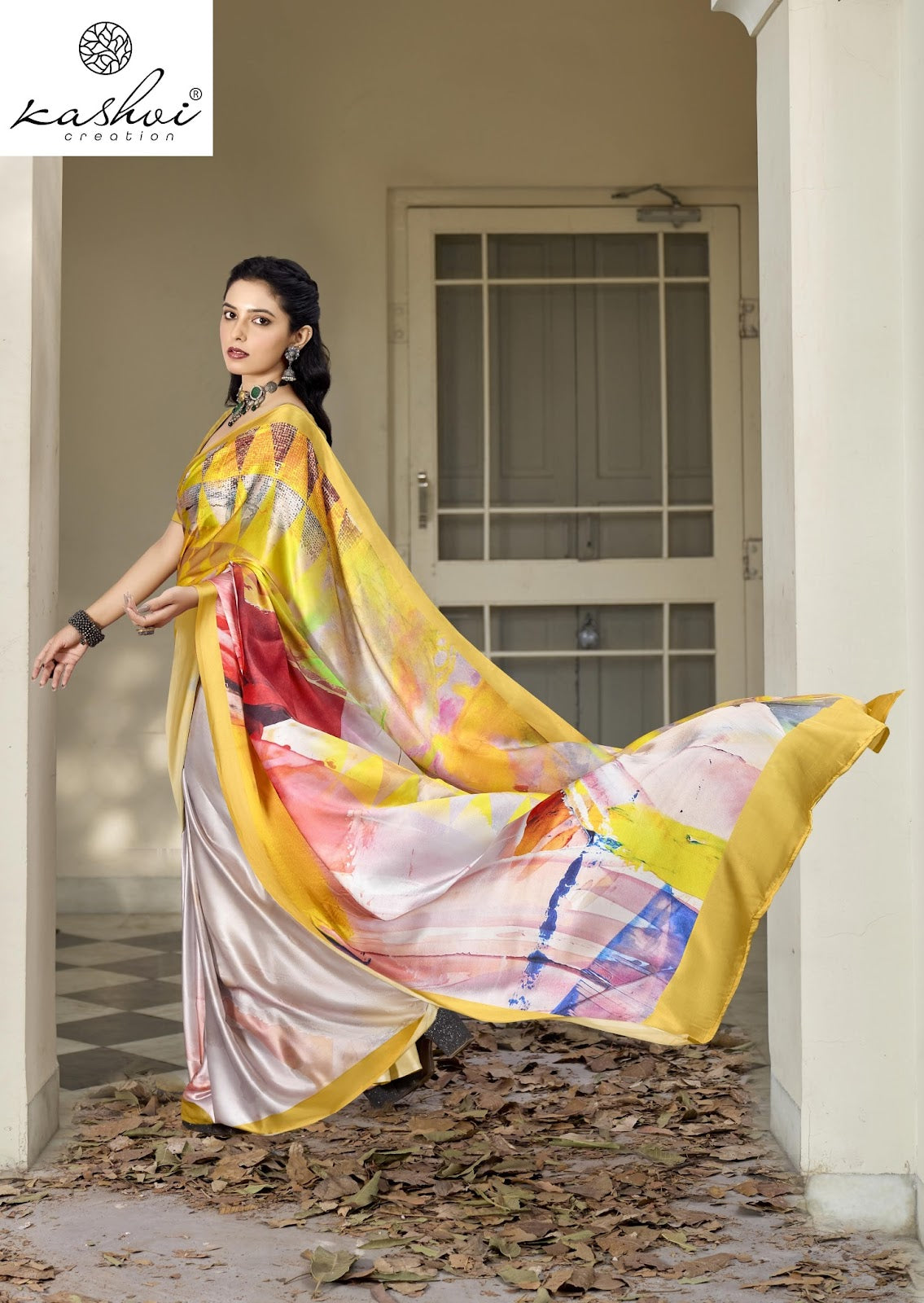 Divyani Vol 5 Kashvi Creation Satin Sarees Exporter Ahmedabad