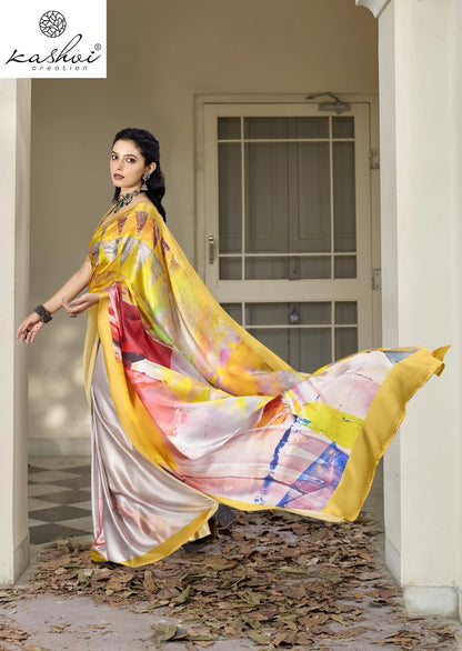 Divyani Vol 5 Kashvi Creation Satin Sarees Exporter Ahmedabad