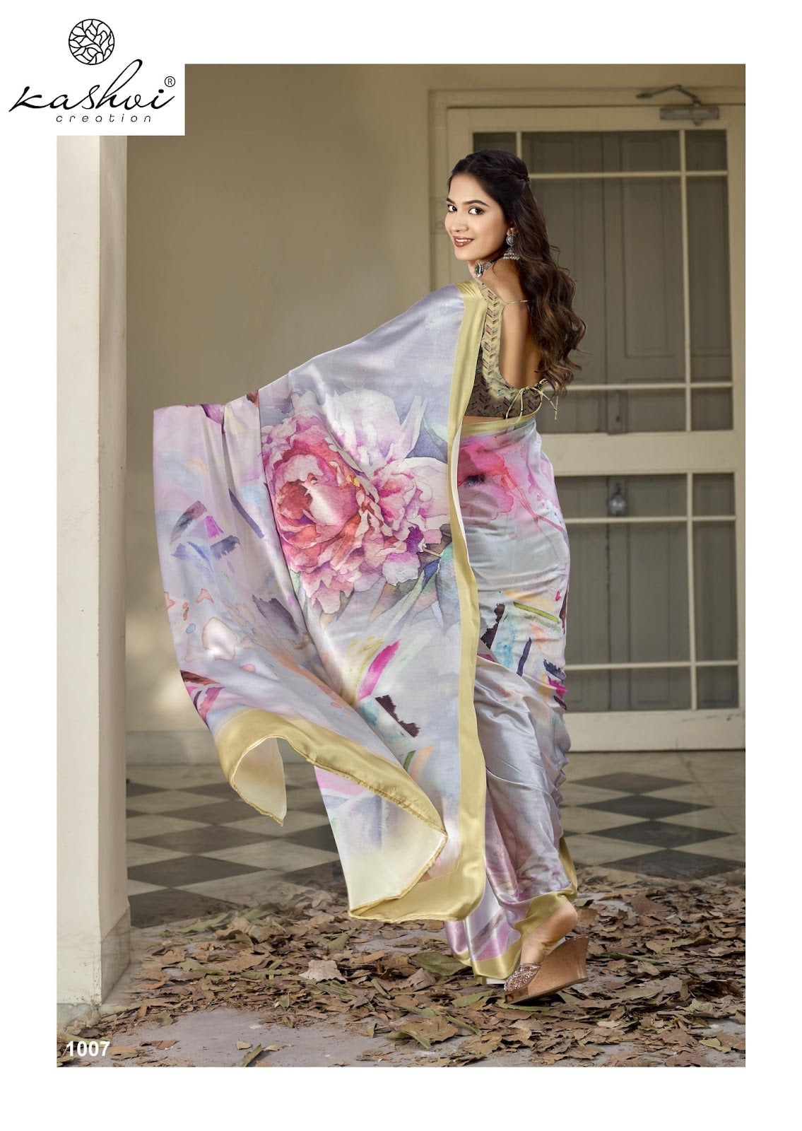 Divyani Vol 5 Kashvi Creation Satin Sarees Exporter Ahmedabad