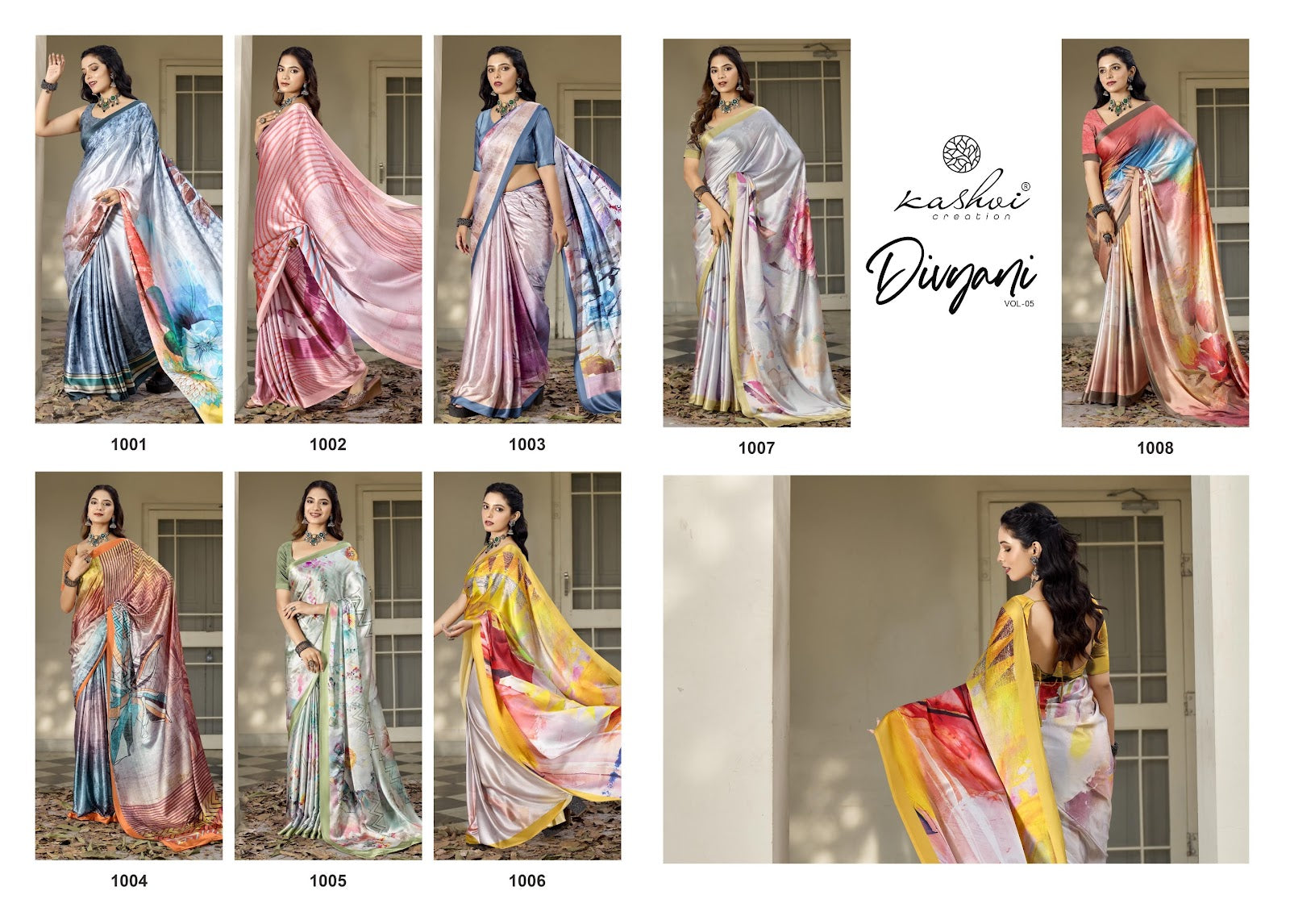 Divyani Vol 5 Kashvi Creation Satin Sarees Exporter Ahmedabad