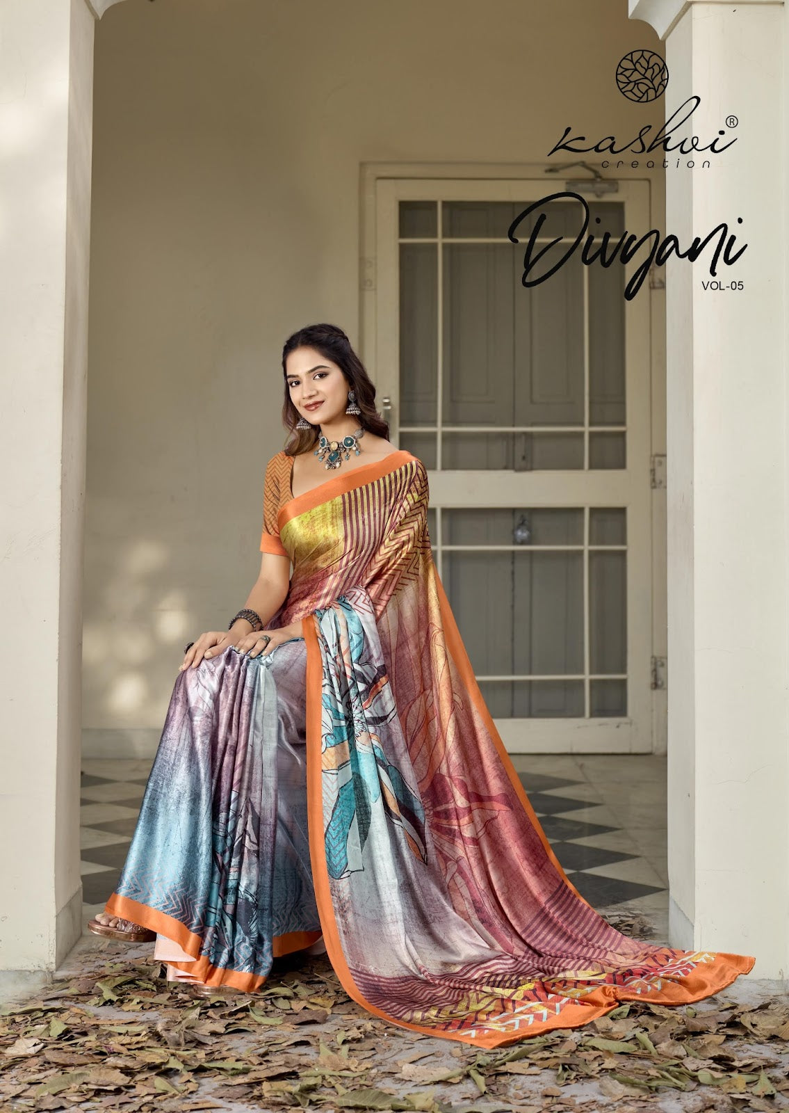 Divyani Vol 5 Kashvi Creation Satin Sarees Exporter Ahmedabad