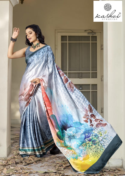 Divyani Vol 5 Kashvi Creation Satin Sarees Exporter Ahmedabad