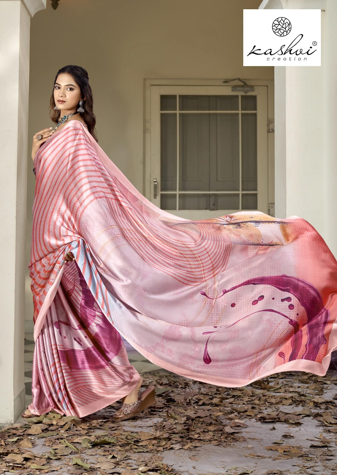 Divyani Vol 5 Kashvi Creation Satin Sarees Exporter Ahmedabad