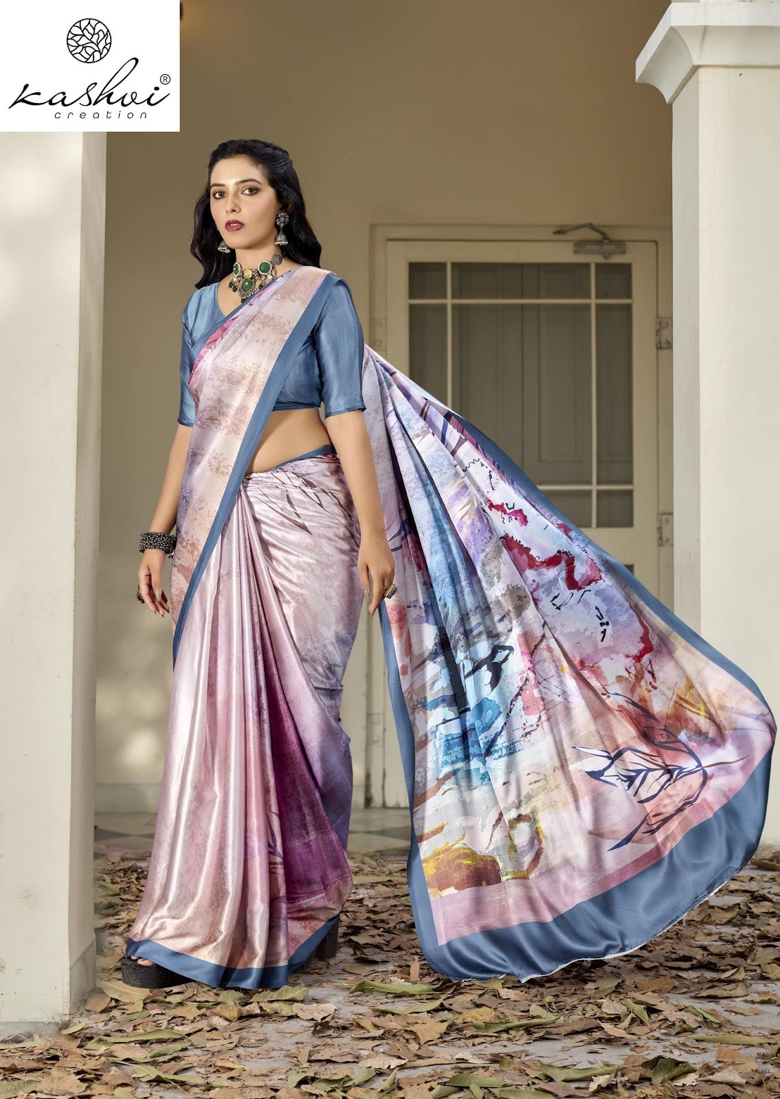 Divyani Vol 5 Kashvi Creation Satin Sarees Exporter Ahmedabad